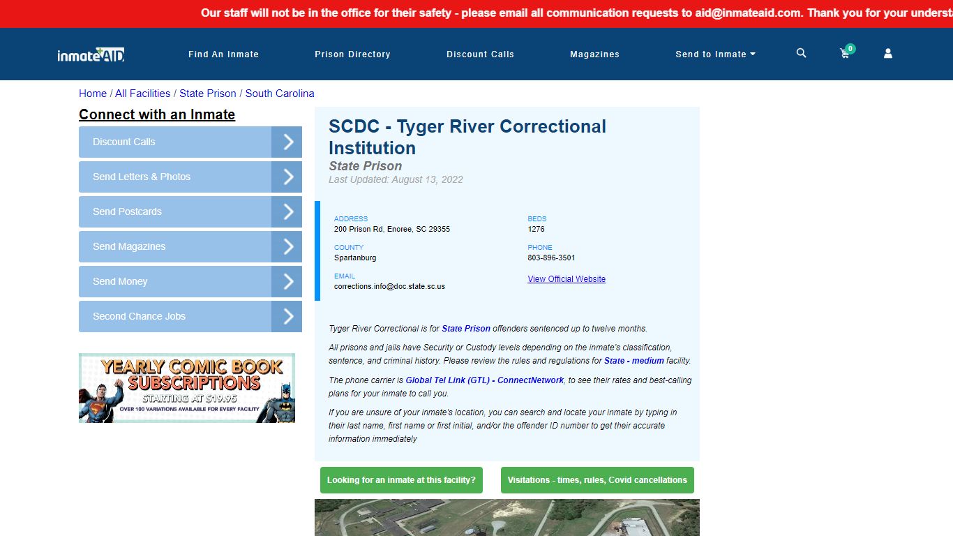 SCDC - Tyger River Correctional Institution & Inmate Search ...