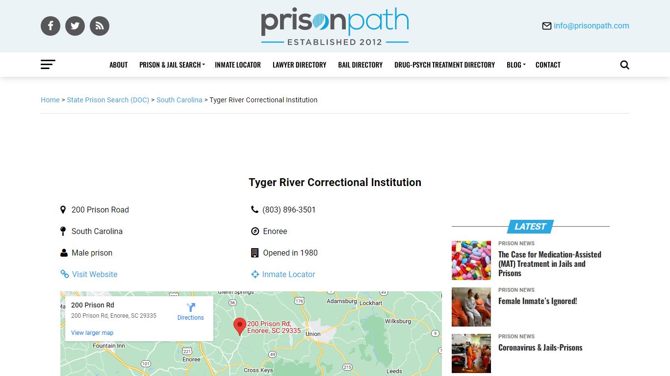 Tyger River Correctional Institution - Prison Inmate Search & Locator ...